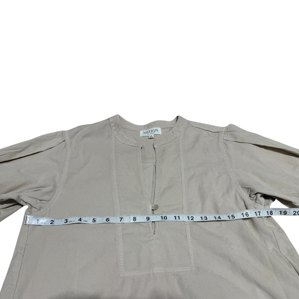 Nation LTD Los Angeles Corduroy Puff Sleeve Tunic Blouse Sand Beige S - Picture 8 of 10